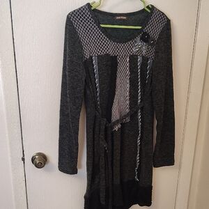 Elegant Long Sleeve Gray Dress